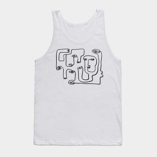 One line abstract faces Tank Top